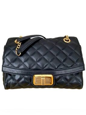 MICHAEL KORS HANNAH QUILTED🖤BLACK🖤LEATHER GOLD CHAIN SHOULDER/CROSSBODY🌟EUC🌟